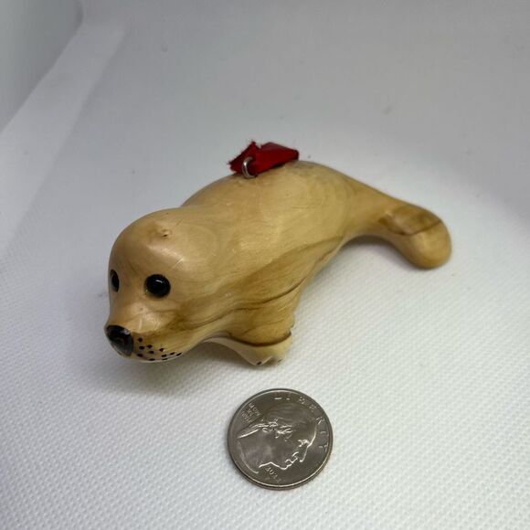 Baby Seal Pups Hand Carved Wood Christmas‎ Ornaments by Ray Thurston - Picture 8 of 9